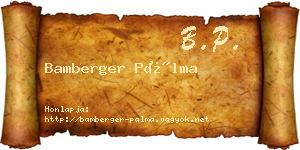 Bamberger Pálma névjegykártya